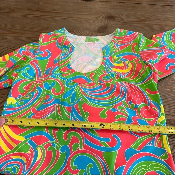 KATHERINE WAY BOLD MOD LONG SLEEVE SUMMER DRESS BOLD COLORFUL PRINT 1960s 1970s - Picture 11 of 13